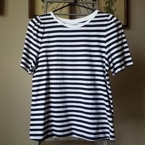 A New Day Striped Puff Sleeve Crewneck Tee